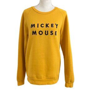 FRANK AND OAK X DISNEY MUSTARD YELLOW BLACK MICKEY MOUSE EMBROIDERED SWEATER
